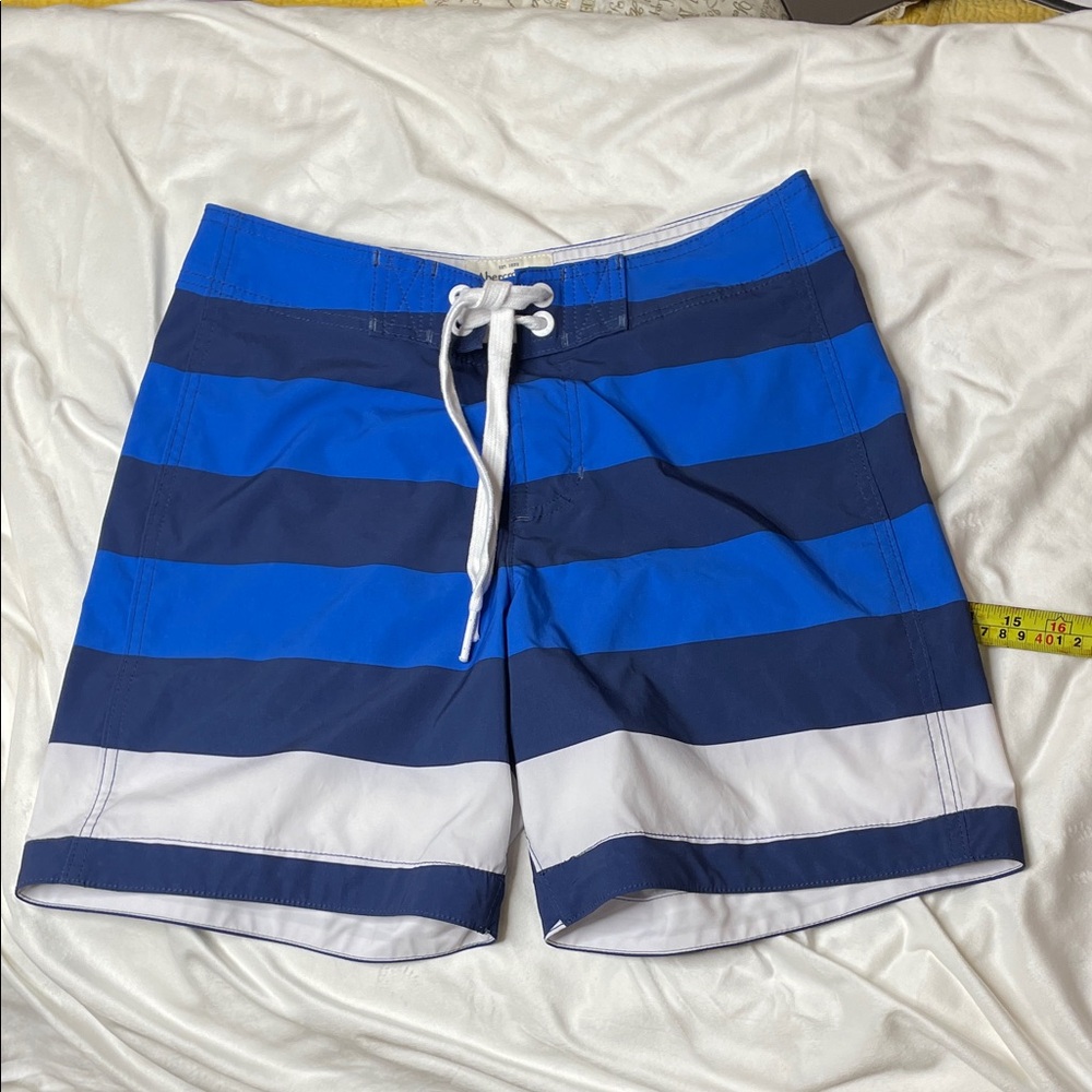 Abercrombie & Fitch Navy and Blue Striped Board Shorts